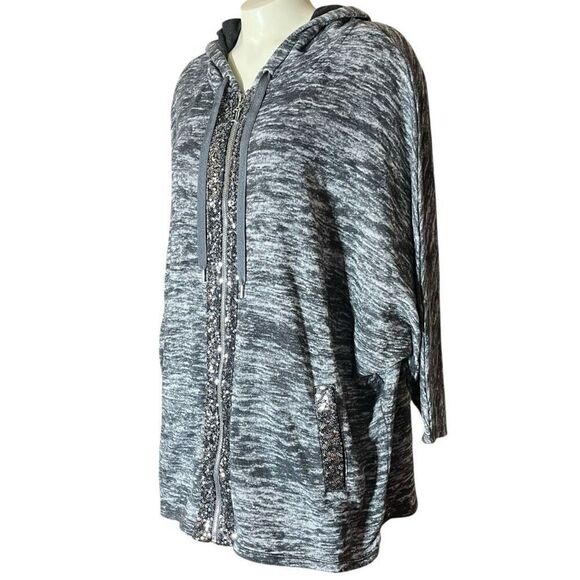 Juicy Couture Y2K Vintage Gray Sequins J Pull Tab Oversized Sweatshirt L - Picture 5 of 13